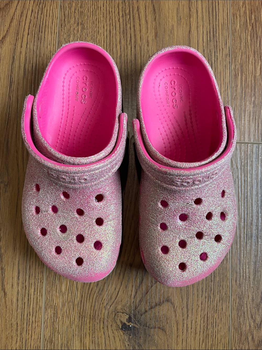 CROCS Kids' Glitter Clog in Hot Pink
